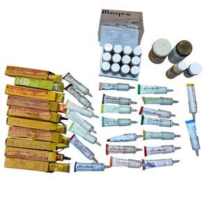 Vintage Tri-Chem Liquid Embroidery Paint Lot with Mayco Stains Duncan Glaze